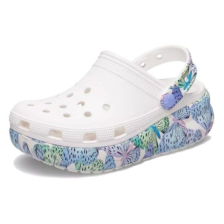 Crocs Breathable Round Toe Butterfly Thick Sole Clogs Unisex Footwear White 208258-94S