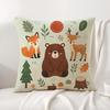 Cartoon Animals Cushion Cover Linen Organic Fabric DoubleSided Printing Sofa Breathable Home Decor Gift Pillow Case