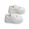 Leather heightened platform white shoes women's 2025 new summer mesh breathable and comfortable versatile ultra-light soft baseplate shoes