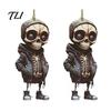 Trendy Hoodie Skeleton Ornament 2Pcs Ornaments, 2D Flat Acrylic Pendants, Gothic Lightweight Car Decor Style Hanging Ornaments for