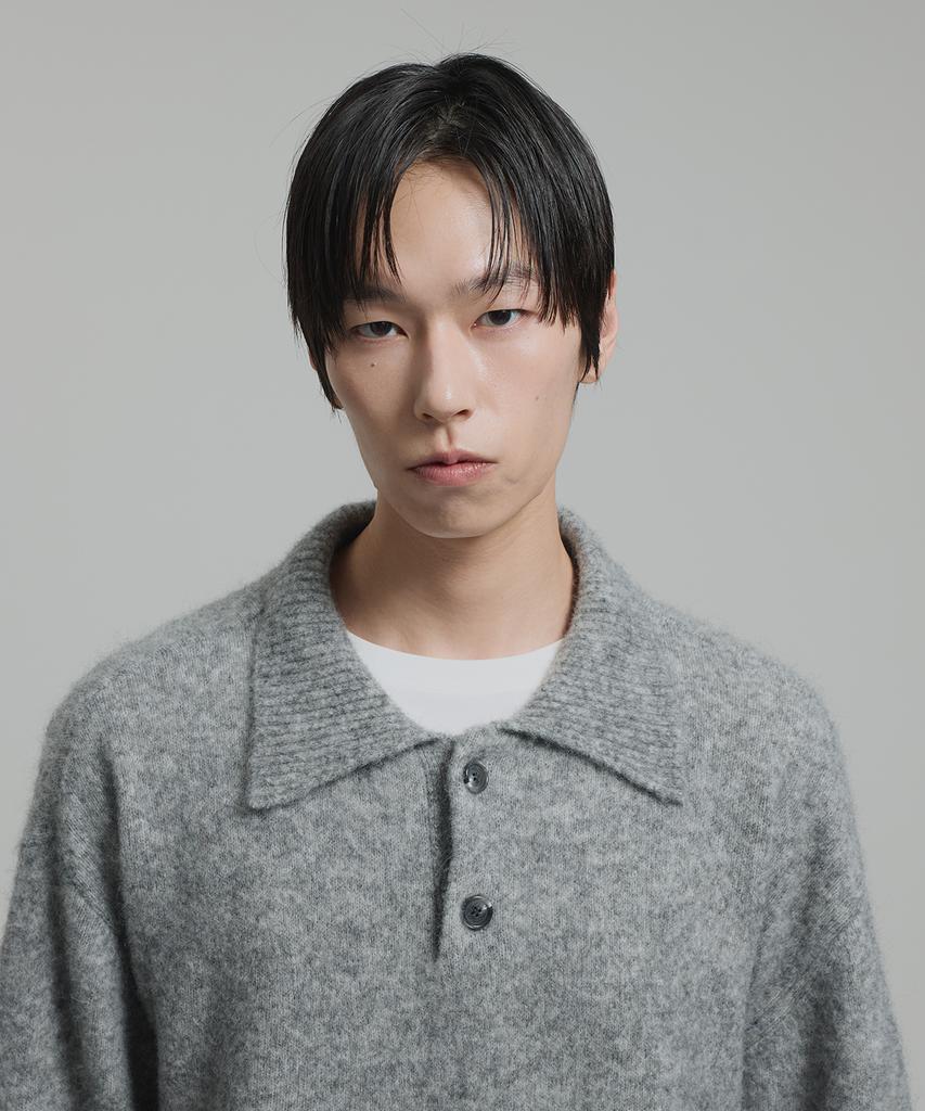 NONBLANK Mohair Crop Collar Knit_Melange Grey