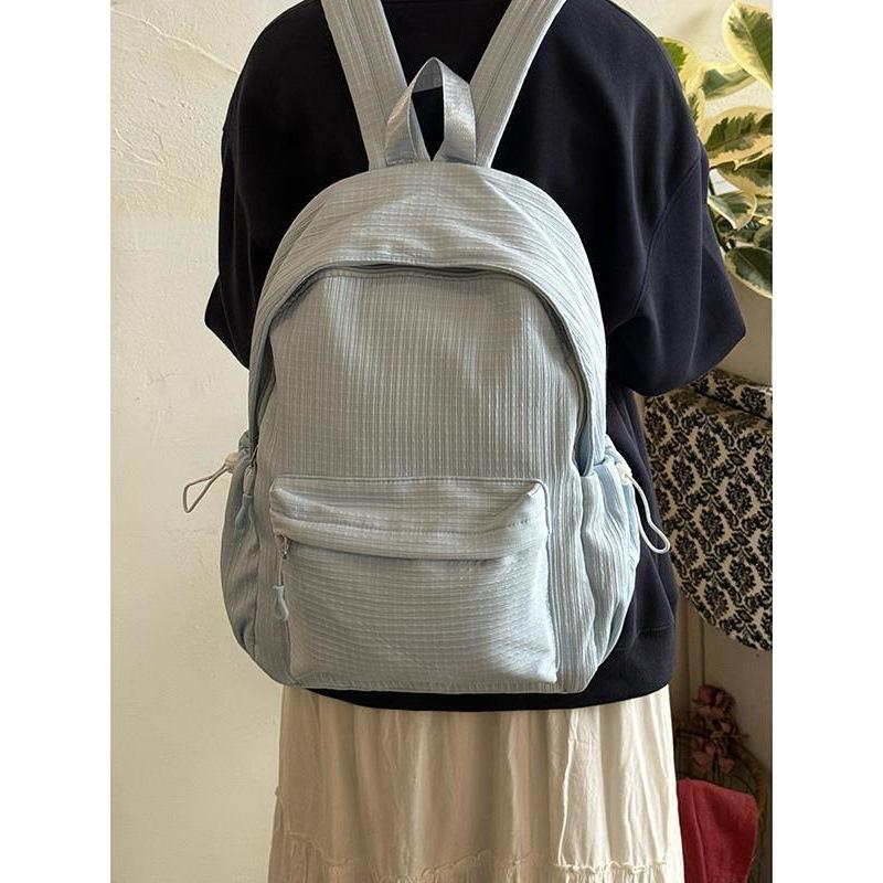 Japanese ins solid color small fresh schoolbag new large capacity student leisure travel backpack high value backpack
