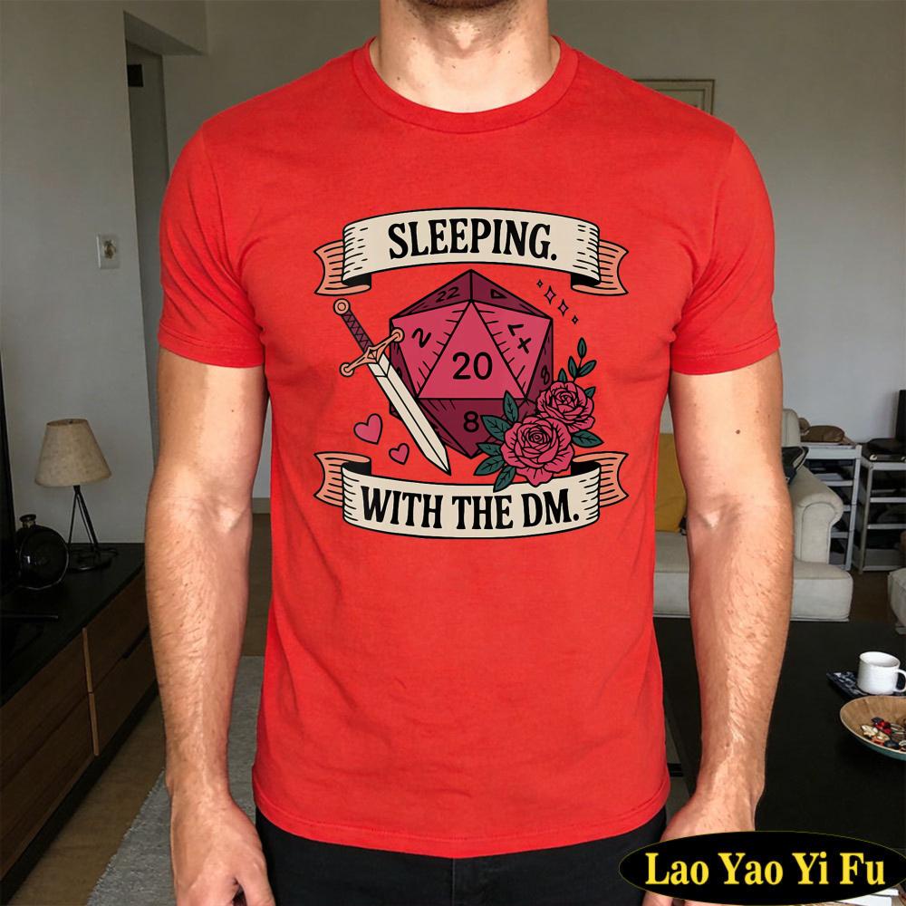 Sleeping With The Dm Floral Sword Art Print Tshirt Unisexs Funny Dd Gaming Short Sleeve Dungeons Dragons Theme Series Top