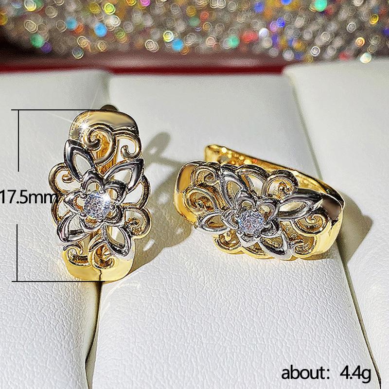 BELLA BOX Vintage Flower Hoop Rings For Women Retro Dance Party Daily Wear Temperament Sweet Female Accessories Hot Jewelry