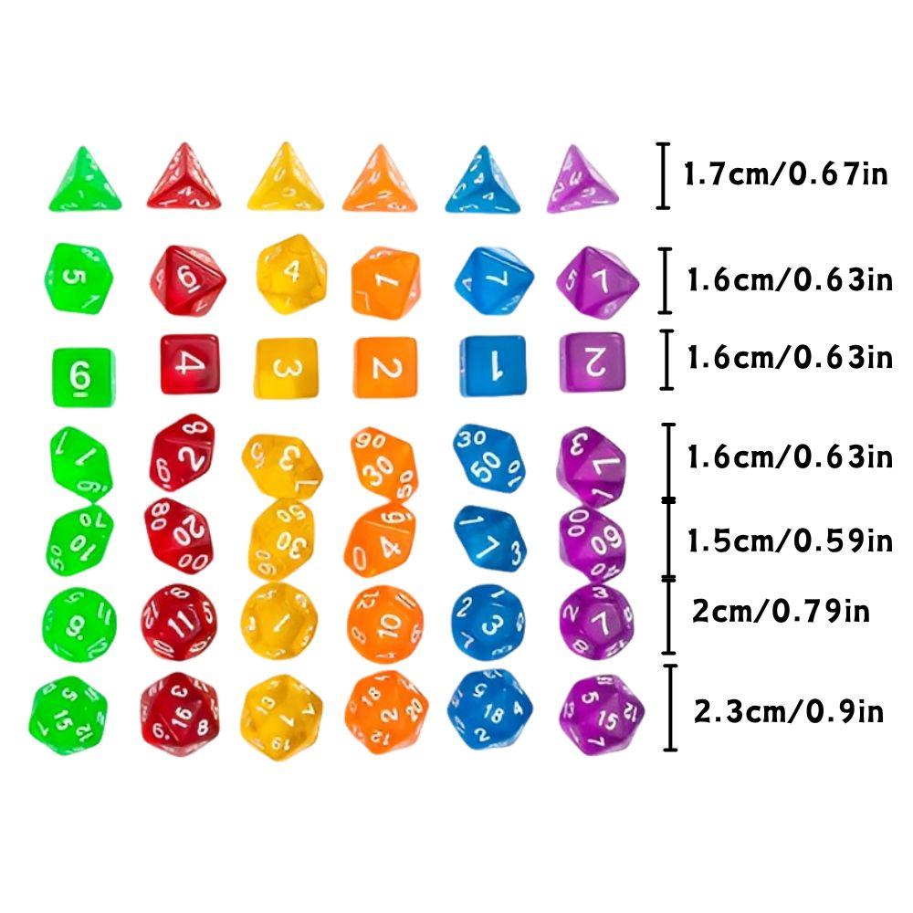7pcs Plastic Transparent Polyhedral Dice With a Black Bag Role-playing Desktop Game Accessories Set YMY