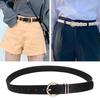 Gold Round Button Women's Belt PU Leather Leather Belt Vintage Waistband Belts  Pants