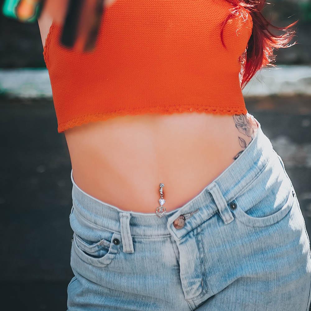 Cadeaux en Acier Inoxydable Faux Piercing au Ventre Anneau de Nombril Géométrique Piercing au Nombril