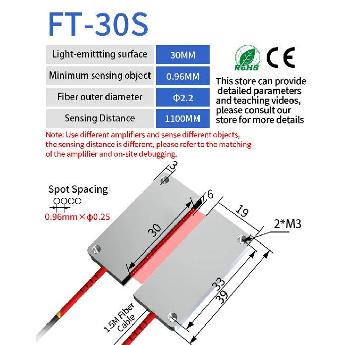 GTRIC Banner Array Fiber Optic Sensor Through-beam Probe Amplifier 12-24V DC Matrix Optical Photoelectric Switch Sensor