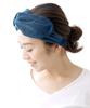 VINGTAINE Velour Wide Turban Simple Cross Wired Hair Blue Hairband, Accessory, H7180-BL,