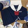 Navy Blue Sailor Suit with White Collar, Yang Chaoyue Style, Japanese School Uniform Set (Long & Short Sleeves)
