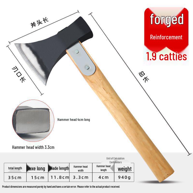 Axe Splitting Wood Axe - Hand Forged Steel Cleaver for Outdoor Woodworking, Firefighting, & Mountain Adventures