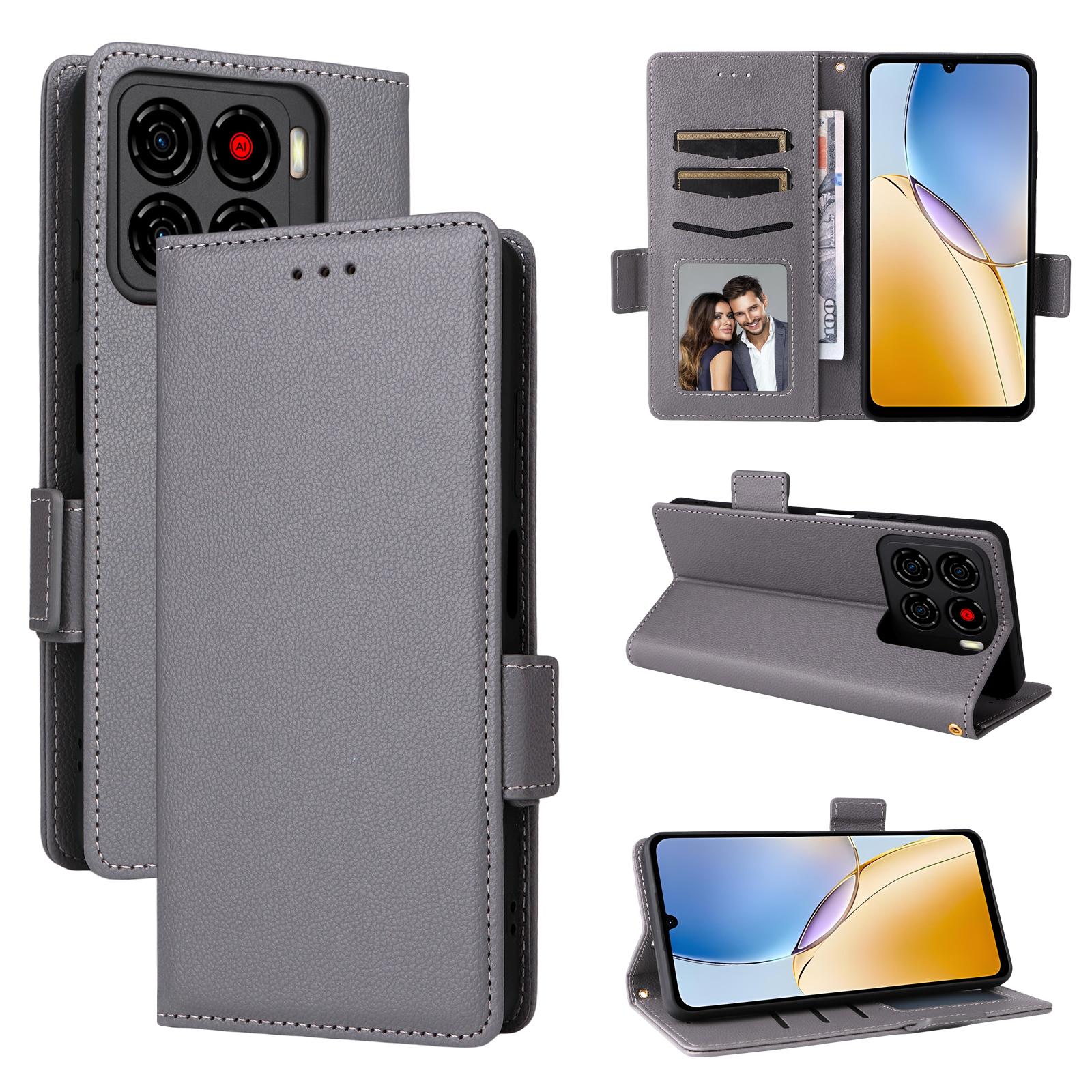 

Чохол-книжка для ZTE Blade A56 з ПУ шкіри, захист всього корпусу [Блокування RFID], Чохли для телефону, Обкладинка-гаманець for ZTE Blade A56 сірий колір