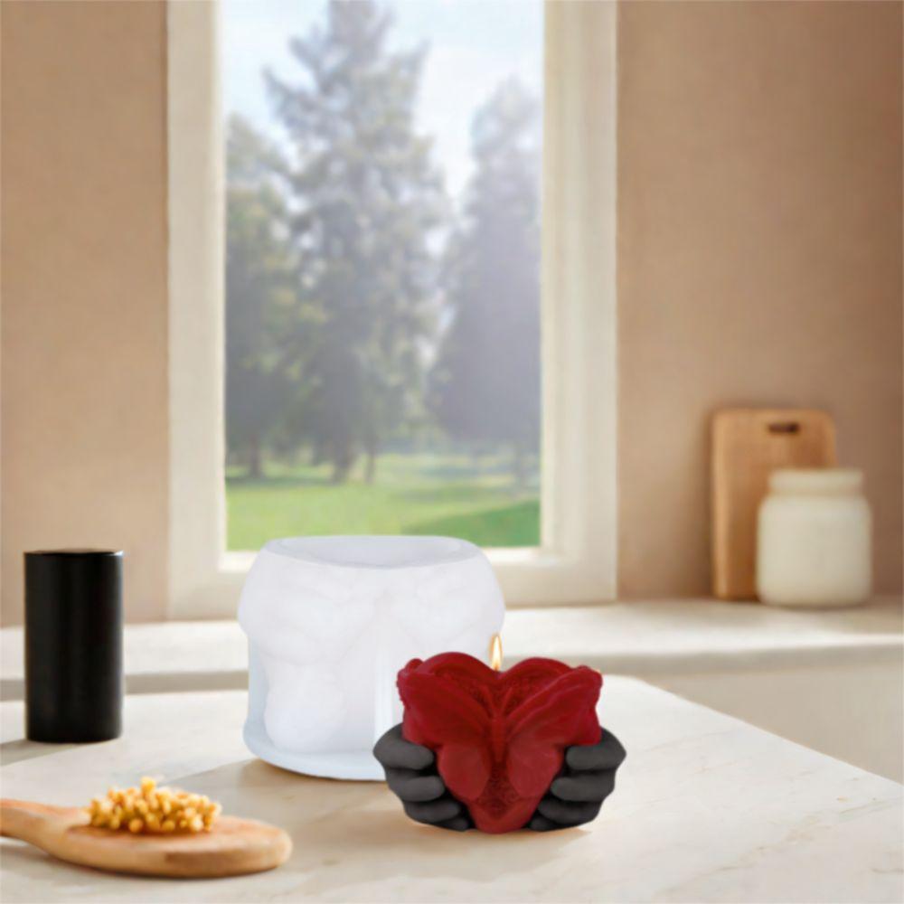 Reusable Hand Holding Heart Mold Silicone DIY Soap Mold Handmade Love Candle Mold  DIY Craft