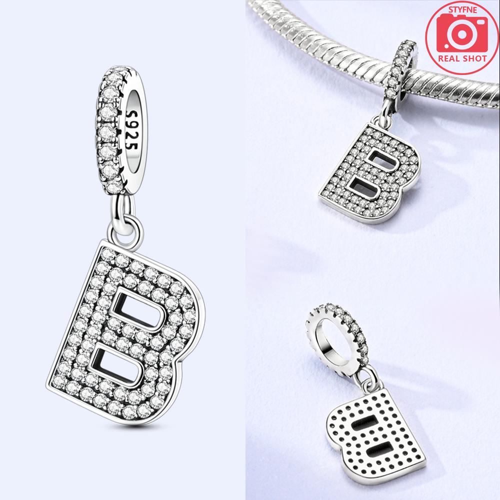 Classical 26 English Letters Original Charms White Zircon Beads Fit Copper Bracelet Accessories Women Diy Fine Gift Jewelry