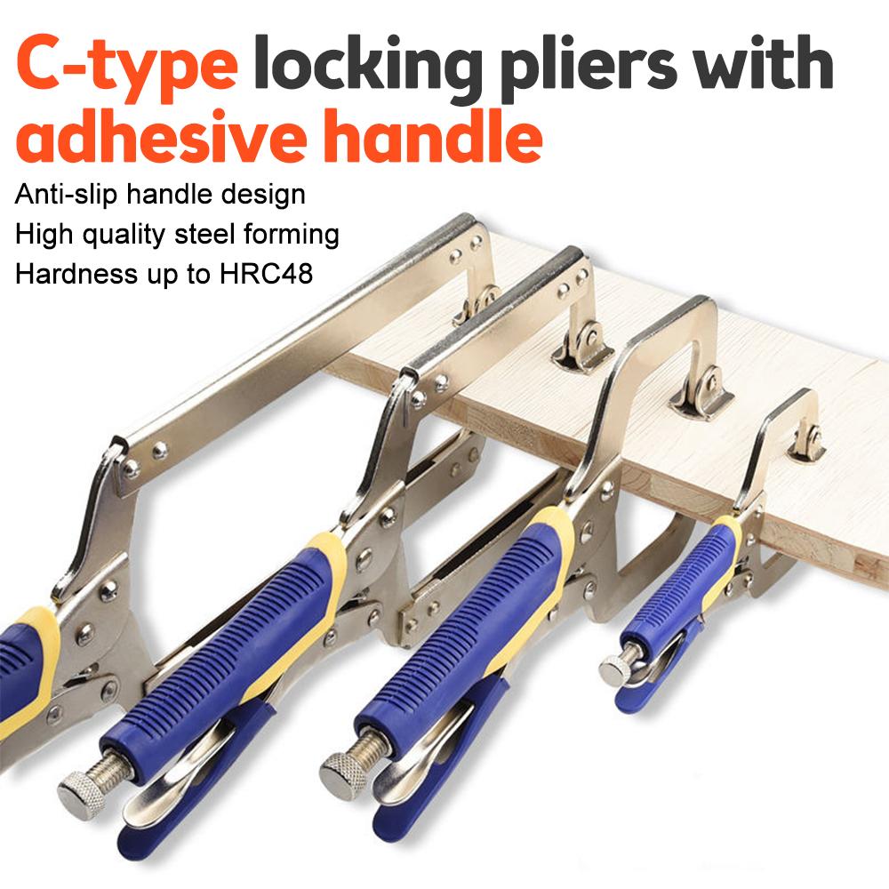 6/9/11/14/18 tum C-klämma Multifunktionell Stål Snickeri Pressar Skruvstäd Grepp Låsande Tång Träbearbetningsklämmor Klämmor Ansiktsklämma