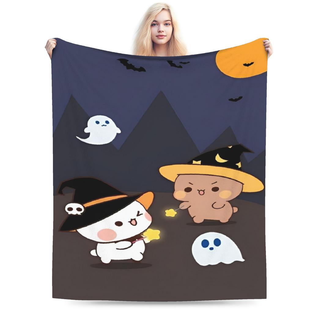 Bubu and Dudu Kawaill Couple Bears Blanket Fleece Cozy Super Soft Throw Blanket for Sofa Bedding Throws