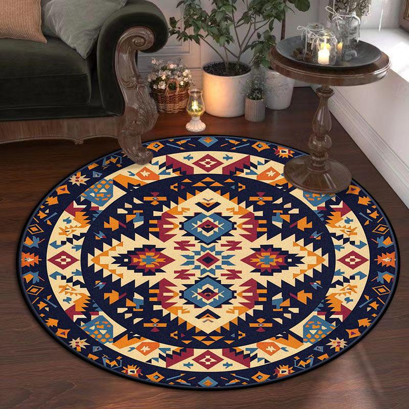 Bohemian Style Round Carpet Non-slip Living Room Rugs Study Decoration Chair Mat Soft Cute Girl Room Decor Carpets Easy Cleaning