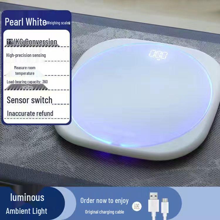 

Rechargeable Smart Personal Scale with Ambient Light for Home Use Invisible Screen Display + Ambient Light