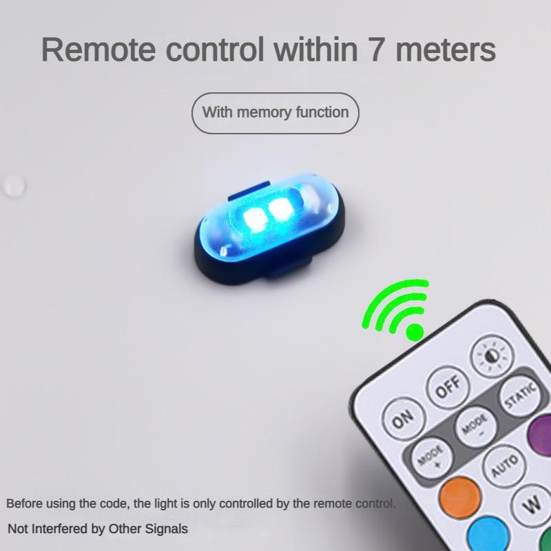 Motorrad LED RGB Warnlicht Universal Mini Signal Licht Drohne Mit Controller Strobe Licht 7 Farbe Anzeige Sicherheits Lichter