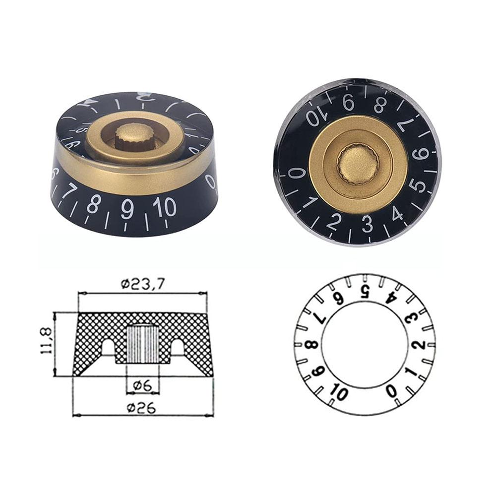 4Pcs Electric Guitar Knobs Black Gold Speed Volume Tone Speed Control Knobs For Lp St Style Guitar Bass Parts Replaceme