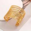 Vintage Gold Color Hyperbolic Layered Wide Wire Bracelet Cuff Bangle for Women Exaggerated Metal Wrist Wrap Bangle Jewelry Gift