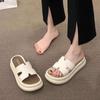 Thick-bottomed One-word Slippers for Women's Summer Wear 2025 New Models with Skirts French Casual Shit-stepping Seaside Beach Sandals