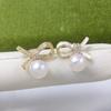 Natural Freshwater Pearl Earrings with a Light Luxury and High-end Feel, Asymmetrical Design Butterfly Knot Pearl Earrings