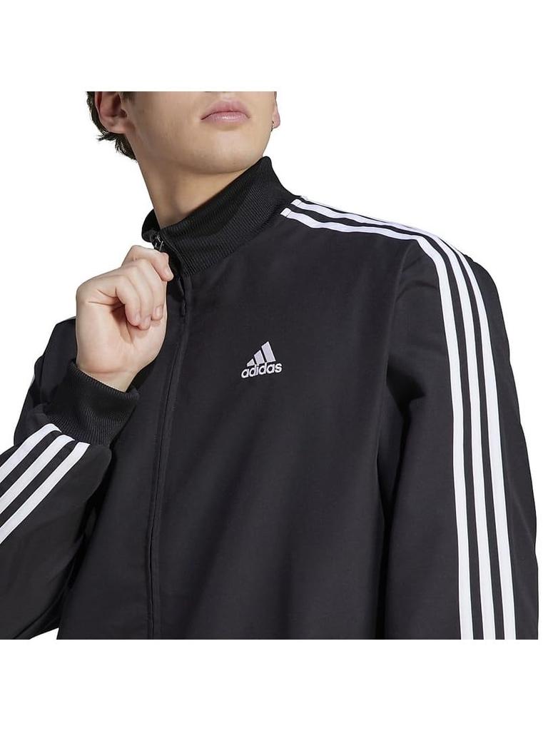 Adidas Pletená tepláková souprava pro muže s šarlatovými 3 pruhy, Černá/Bílá/Lepší (IJ6060) J/S
