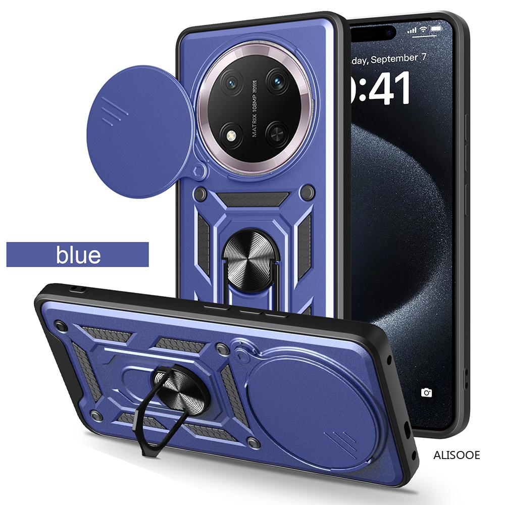 For Honor Magic 7 Lite 5G Case Slide Camera Ring Holder Shockproof Phone Cover for Honor Magic7 Lite Armor Fundas
