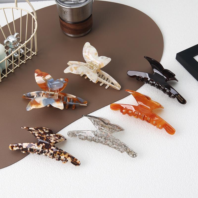Elegant Temperament Butterfly Hair Clip - High-End Acetate, Women's 2024 Collection, Simple Shark Style.