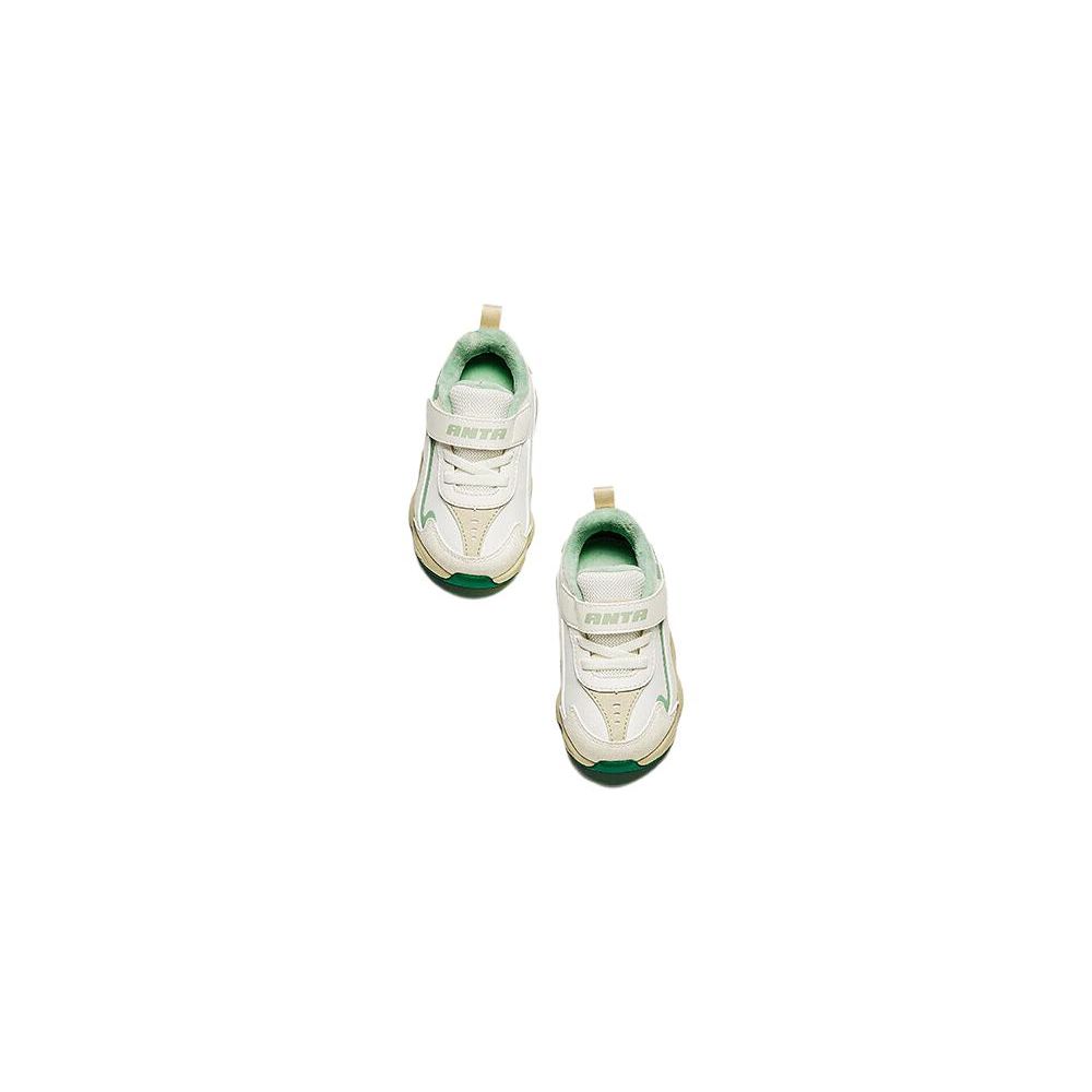 Anta Kids Comfortable Durable Breathable Low-Top Walking Shoes Baby Shoes White Green A312340086-4