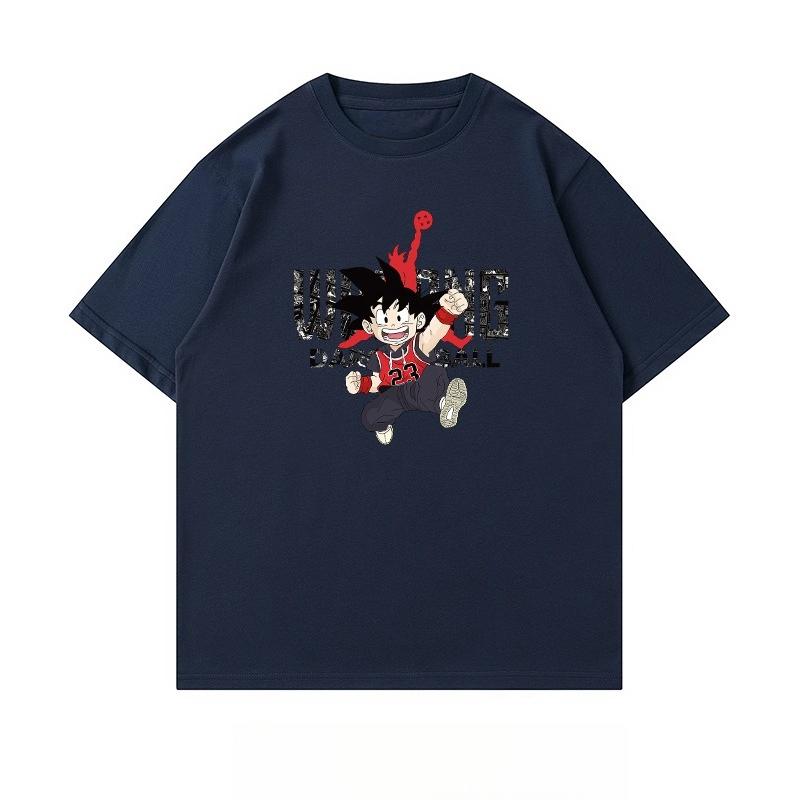 Japanese Trendy Brand Dragon Ball Goku Shortsleeved Tshirt Mens Summer Pure Cotton Loose Basketball Sports and Leisure  Top