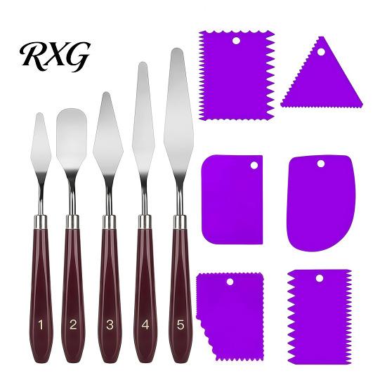 Color Mixing Spatula Set 5Pcs Palette Knife with 6 Paint Scraper, Stainless Steel Durable Scrapers Knife, Oil Metal Knives for Texture Art Blending