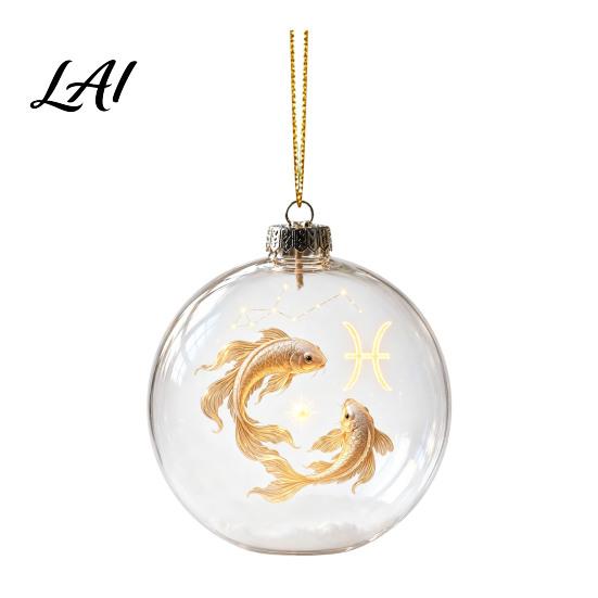 Sturdy Acrylic Holiday Ornaments Zodiac Christmas Ornament Twelve Sign Hanging Decoration 2D Collectible Horoscope Pendant for Xmas Tree,
