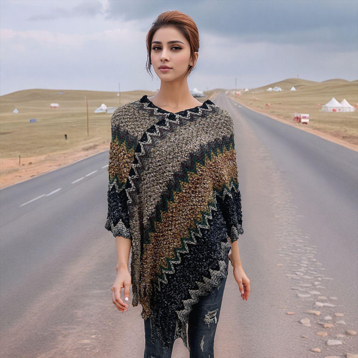 Women s Vintage Ethnic Tassel Gauze Shawl - Warm & Colorful Autumn/Winter Scarf. One Size