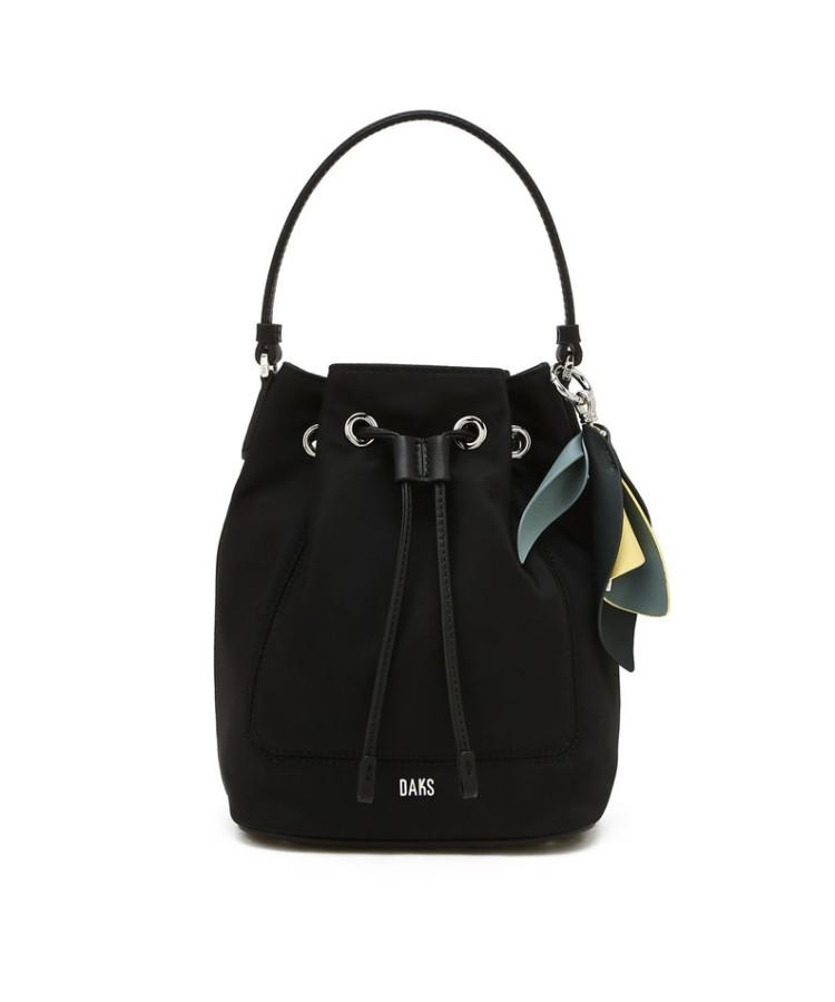 Daks Womens Accessories Black Flower Charm Nylon Drawstring Bag_Dcba6E524Bk