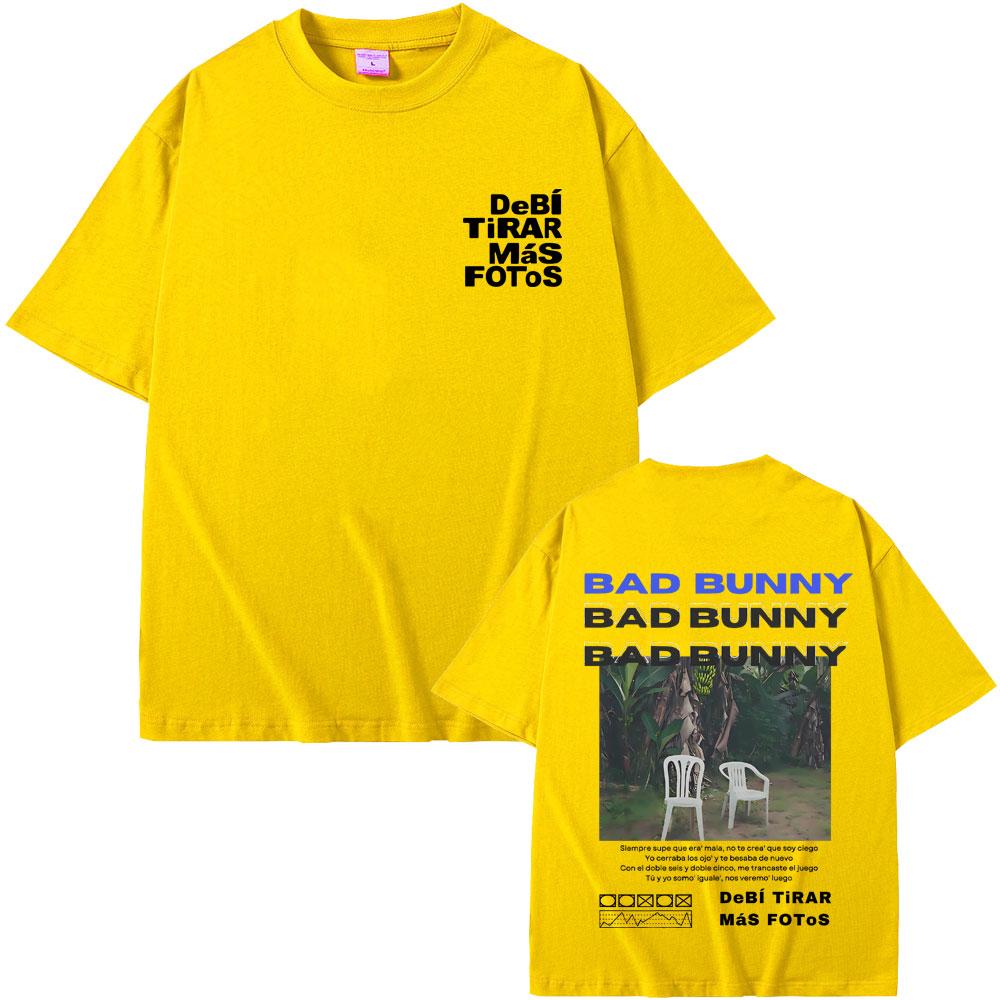 Famous Rapper Bad Bunny Tshirt DeBi TiRAR MaS FOToS DTMF Graphic Tshirt Men's Cotton T-shirt Men Fashion Hip Hop Retro T Shirts