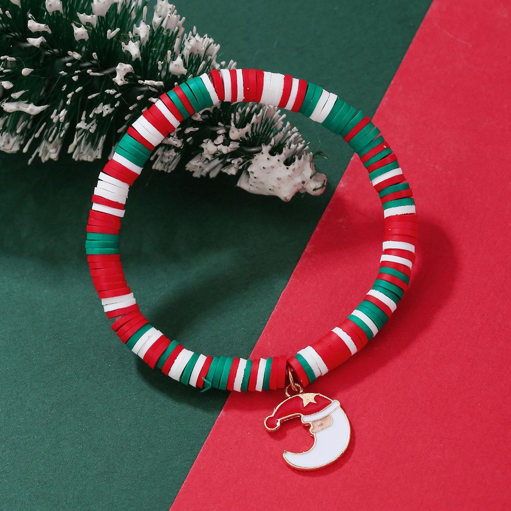 European and American Christmas popular soft pottery bracelet, elk snowman Christmas tree alloy pendant, gift jewelry