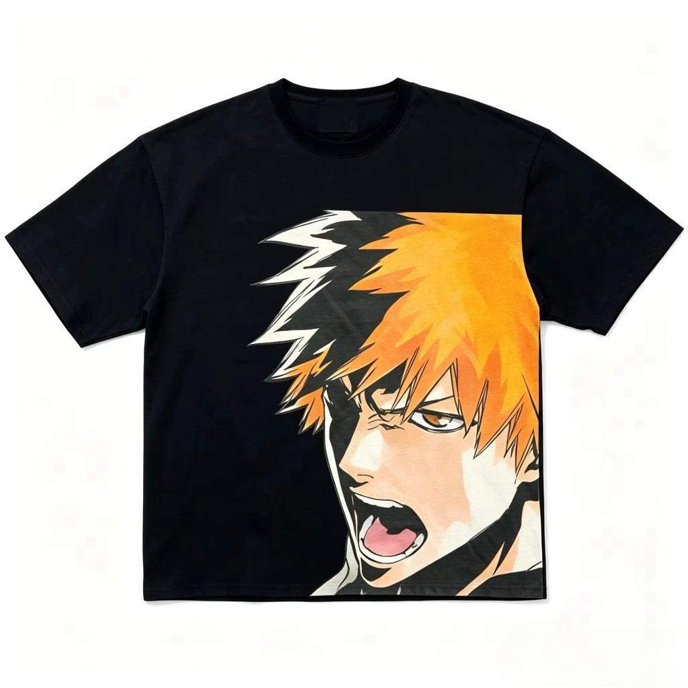 BLEACH Anime T-Shirt Vintage Gewaschen Y2K Ästhetik Unisex Übergröße Kurzarm Sommer Baumwolle Retro Streetwear 2026 Heißer Verkauf