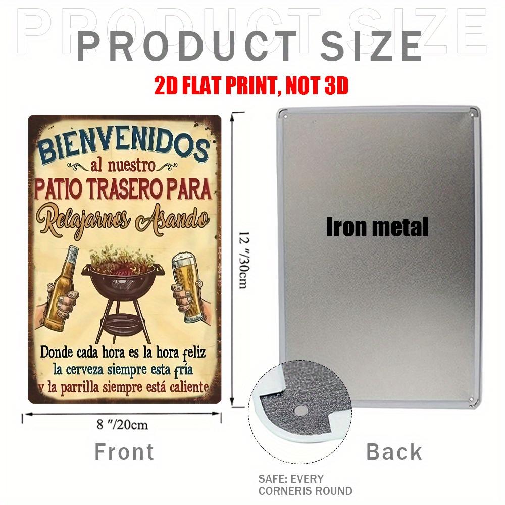 Vintage Metal Sign "Bienvenidos Al Nuestro Patio Trasero" - Rustic BBQ Welcome Wall Art, Durable Metal Plaque with Spanish Greet