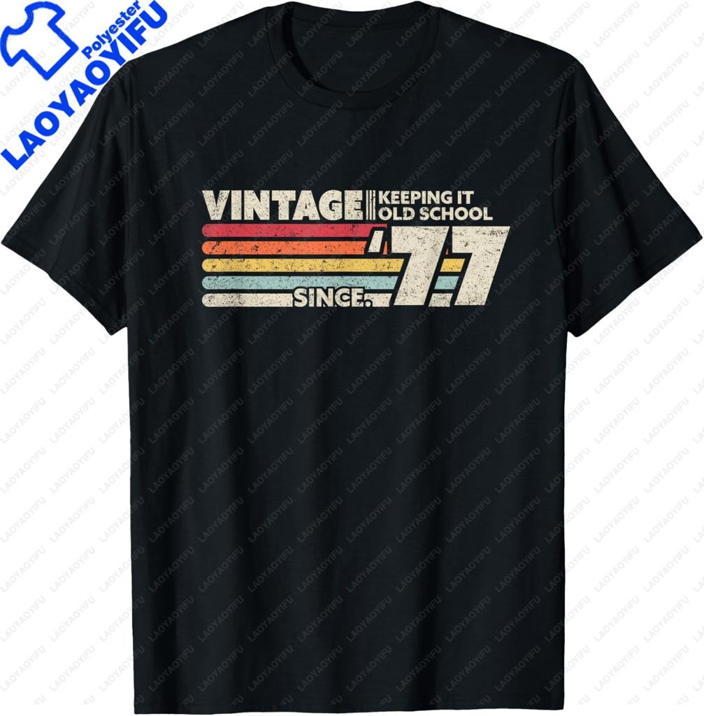 Unisex Unisex Vintage 1977 Tshirt Custom Printed Graphic T Shirts Casual Streetwear Summer Tops