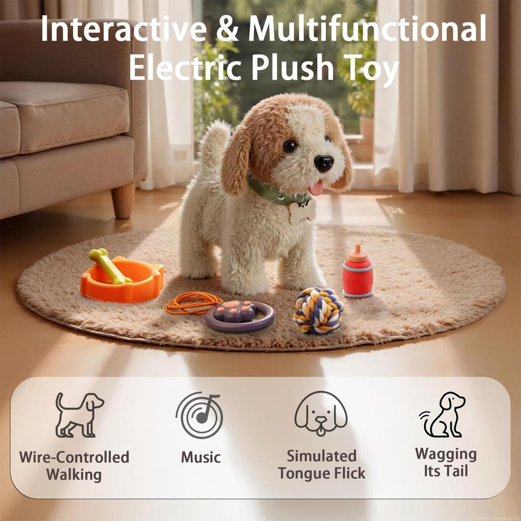 Electric AI Robot Dog Simulated Plush Interactive Pet Toy Gift for Boys and Girls