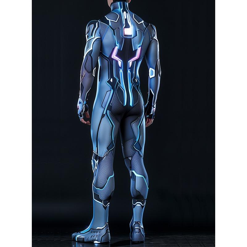 Unisex Cyber Punk 3D Digital Printing Halloween Party Role Play Outfit Women Men Cosplay Costume Carnival Jumpsuit
