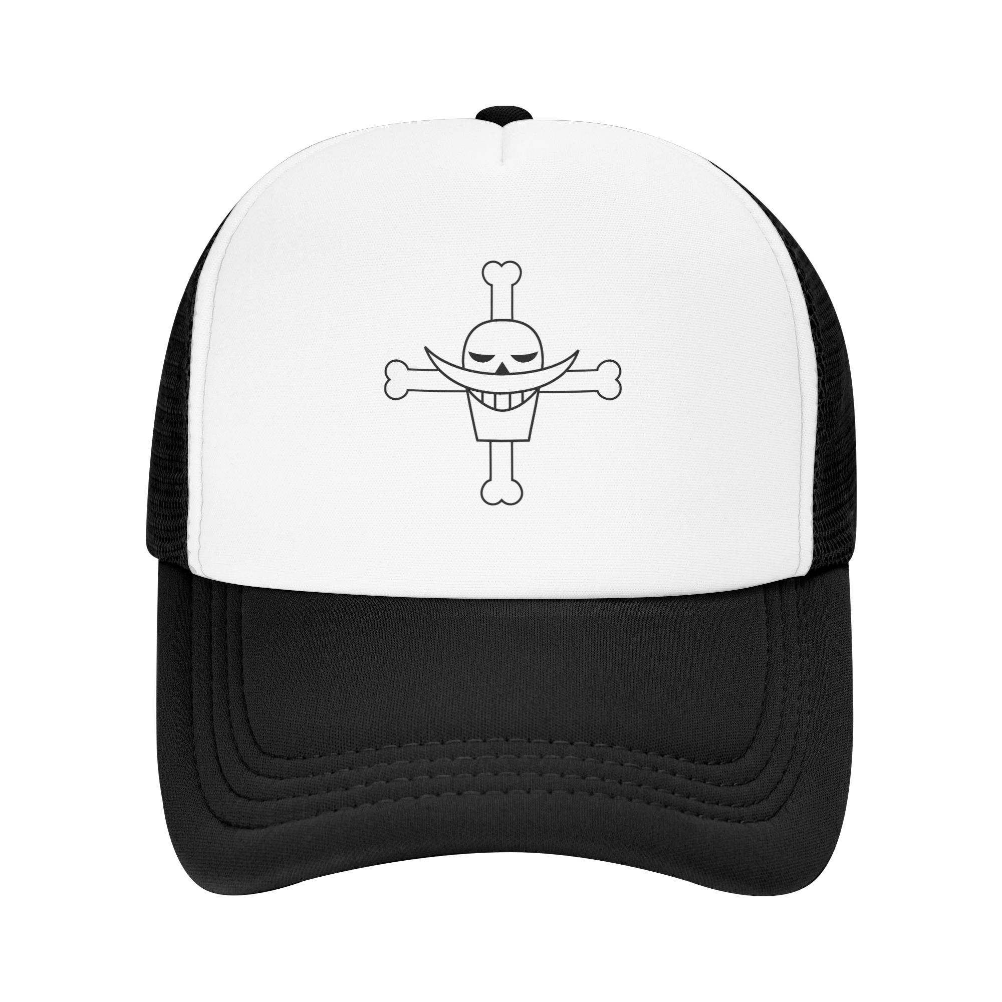 Whitebeard Pirates Logo onepieces Flag Trucker Cap Unisex Fashion Mesh Baseball Cap Polyester Adjustable Racing Cap One Size