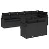 Ensemble de Canapé de Jardin en 9 pièces avec Coussins Noir Poly Rattan, Canapé de Jardin 2 Places avec Coussins Noir Poly 3348489