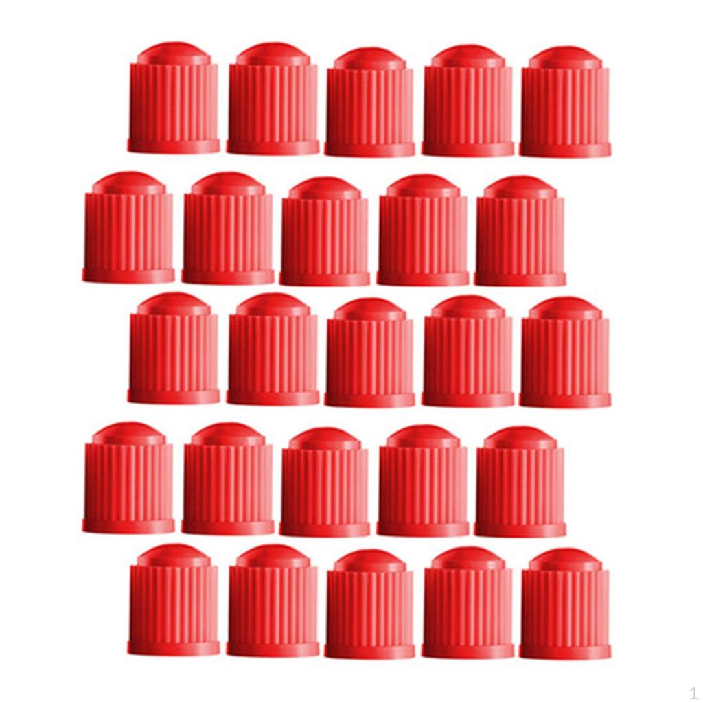 25 Pack Vehicle Tire Valve Stem Caps with Decorative Rubber Rings