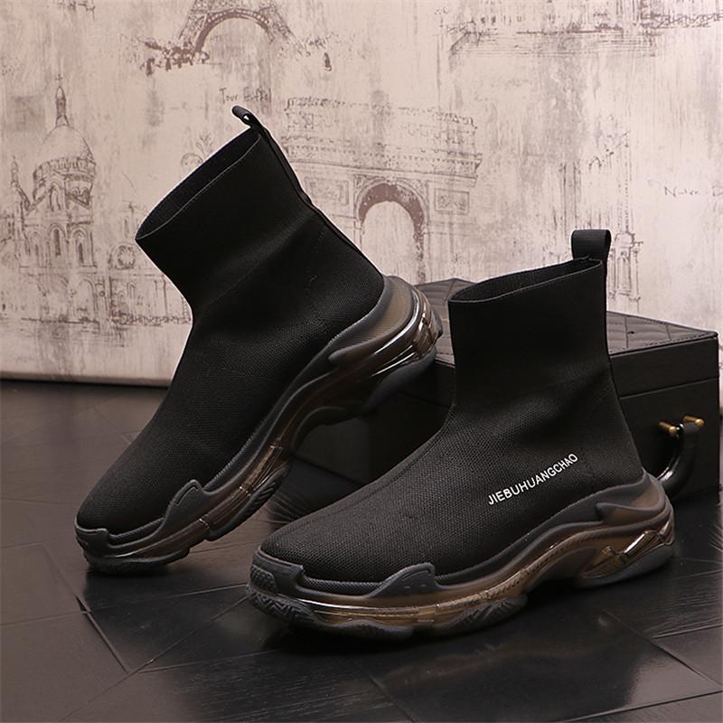 

2025 Новые носки кроссовки мужские вязаные верхние дышащие спортивные туфли носки ботинки мужские туфли высокие кроссовки для мужчин Zapatillas 38 чёрный