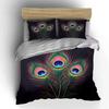 Peacock Feather Art Decor Set Soft Skin-Friendly Bedding Set Includes 1 Duvet Cover And 2 Pillowcase Gift