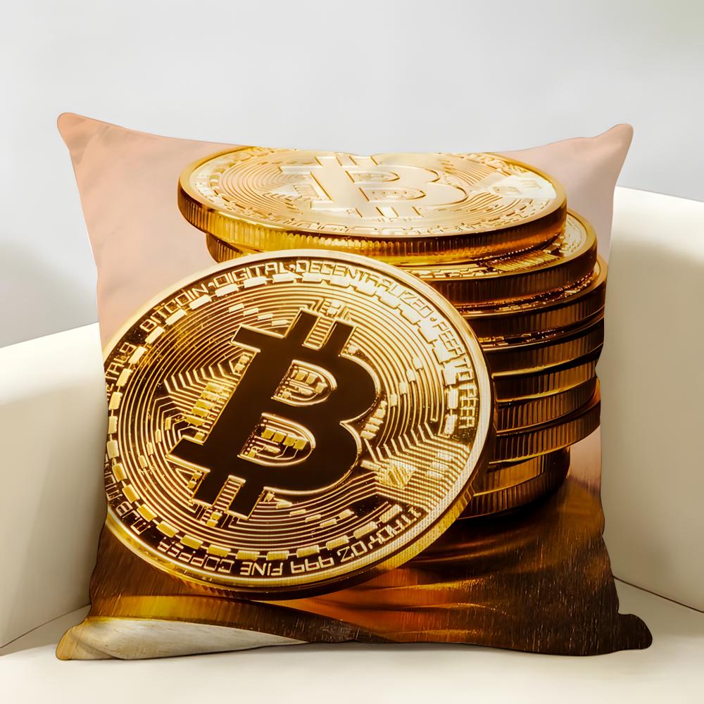 Cool Bitcoin Fashion Luxury Cushion Cover Natural Linen Organic Fabric DoubleSided Printing Room Sofa Decor Pillow Case