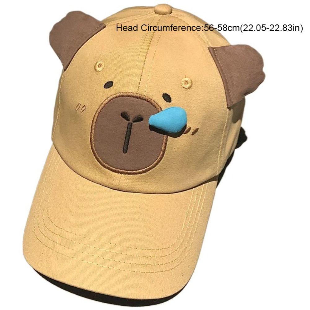 Casual Runny Nose Capybara Baseball Cap Korean Style Embroidery Cartoon Sun Hat Sunscreen Golf Cap Peaked Cap Men